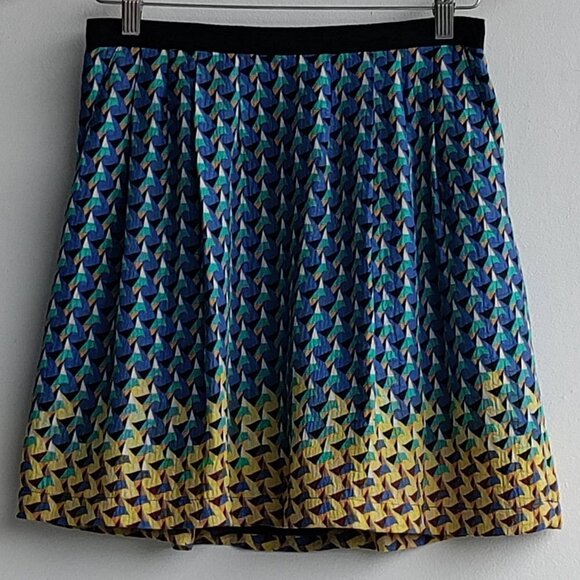 Marc by Marc Jacobs Skirt Women Size 2 Paradox Print Pleated Silk Rich Royal - Picture 1 of 3
